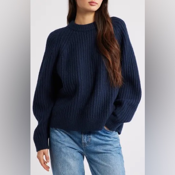 Madewell Sweaters - MADEWELL Rib Cotton Blend Sweater Navy